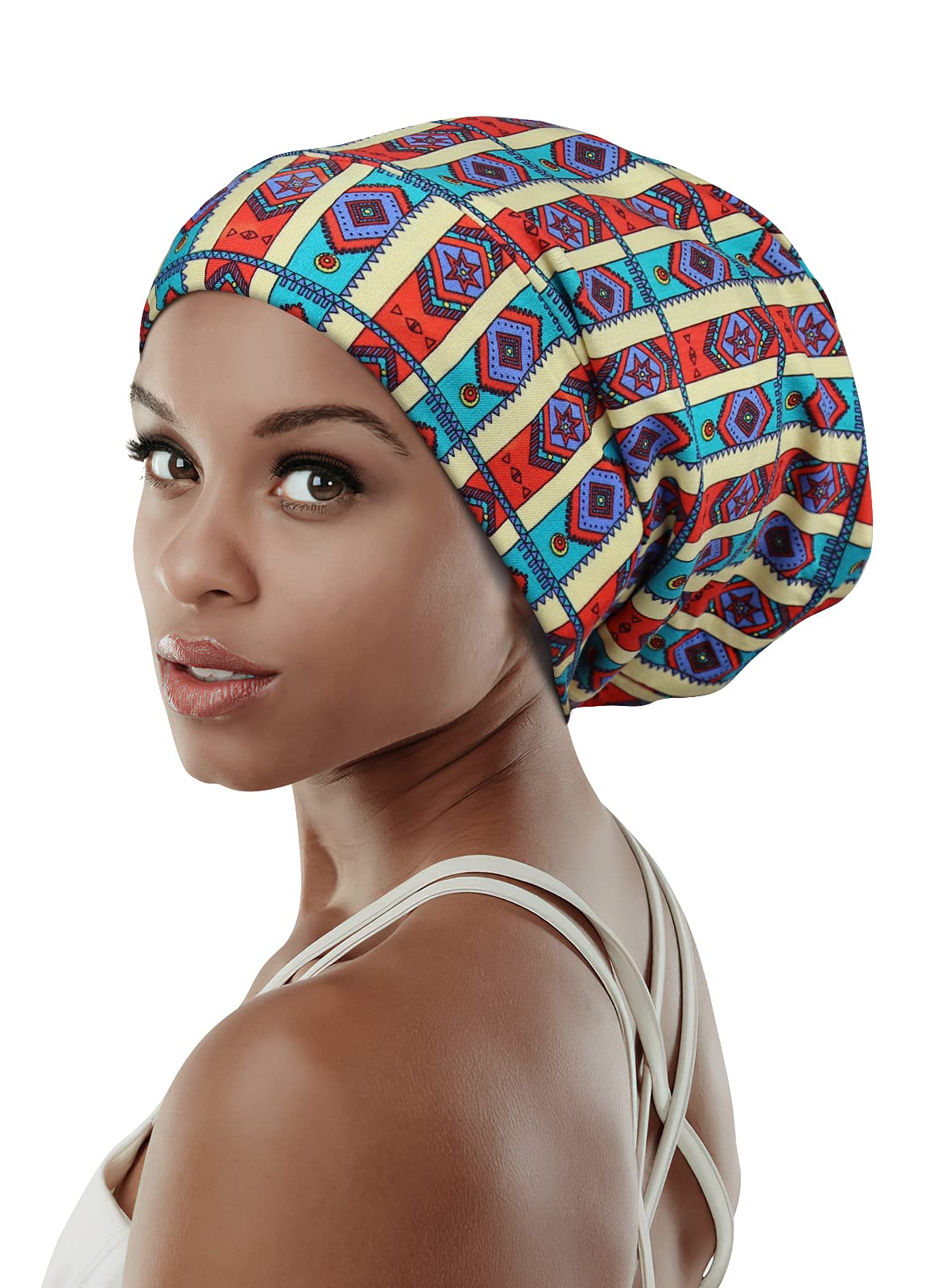 Adjustable Satin Lined Sleep Cap for Dreadlocks Curly Hair Large Head-Stay On Overnight