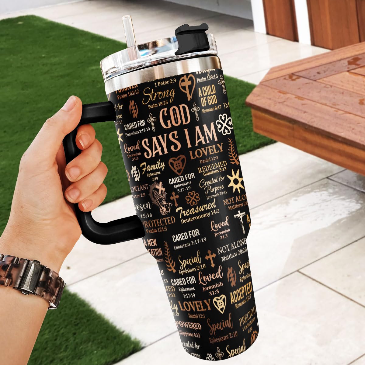 Sistabag - Coffee Tumbler For Black Women - Birthday, Mother's Day, Christmas Gifts For Women, Pride Tumbler For Woman (She Who Kneels Before God, 20 Oz)