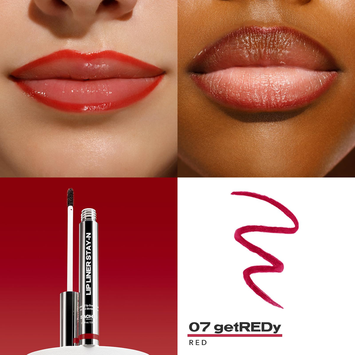 Sacheu Lip Liner STAY-N Peel Off Lip Stain — Long Lasting Matte Lip Tattoo Transfer Proof Lipstain Infused with Hyaluronic Acid & Vitamin E for All Skin Types — Vegan & Cruelty-Free, Deep Bundle