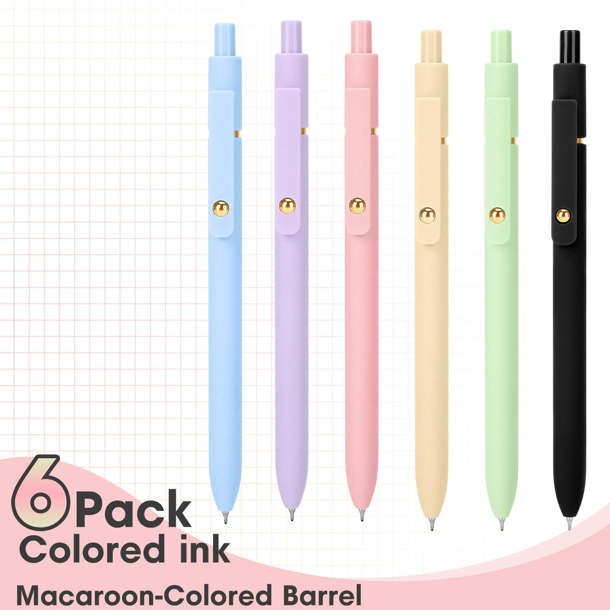 Ddaowanx Colored Gel Pens, 0.5mm Fine Point Retractable,Colorful Pens for Journaling,School Supplies, Gifts for Nurse and Teens, Stockings Stuffers for Women(6Pcs-Aesthetic Colors)
