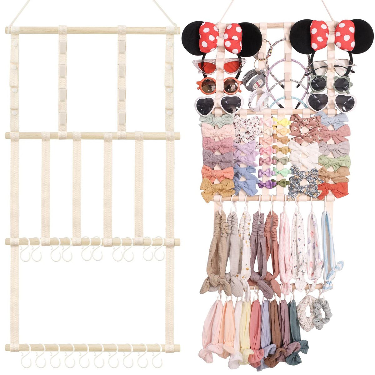 POVETIRE Headband Holder Hair Bows Organizer for Girls, Baby Headbands Hair Accessories Organizer Storage Wall Hanging Decor for Toddler Girls Room