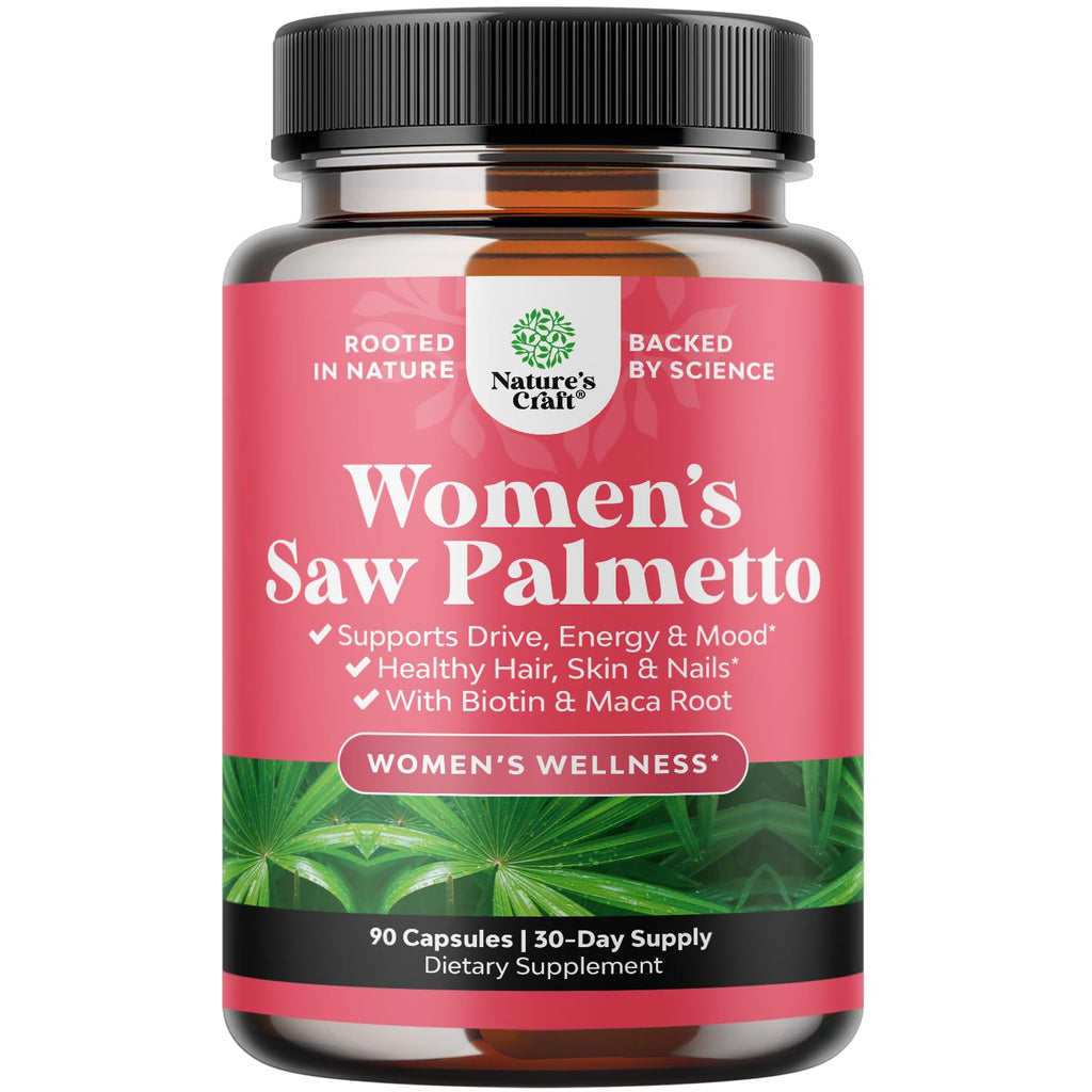 Extra Strength Saw Palmetto for Women 500mg - DHT Blocker for Women 30-Day Supply - Hair Vitamins for Hair Loss Supplement - Pure Saw Palmetto Extract Capsules with Maca Root & Biotin - 90 Capsules