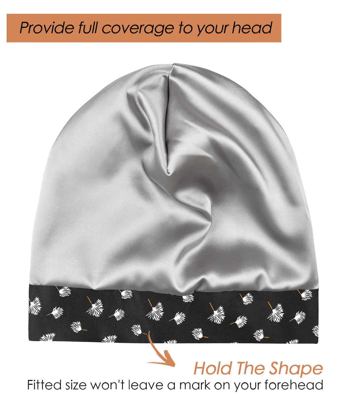 Adjustable Satin Lined Sleep Cap for Dreadlocks Curly Hair Large Head-Stay On Overnight