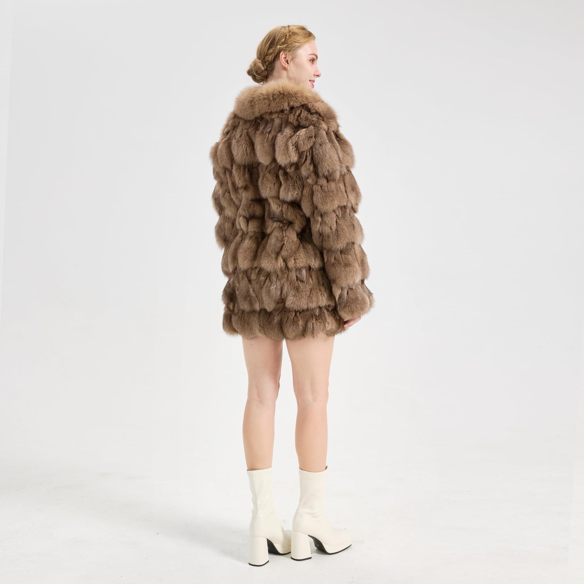 Fur Story Women's Genuine Fox Fur Coat Thick Warm Fur Jacket Winter coat