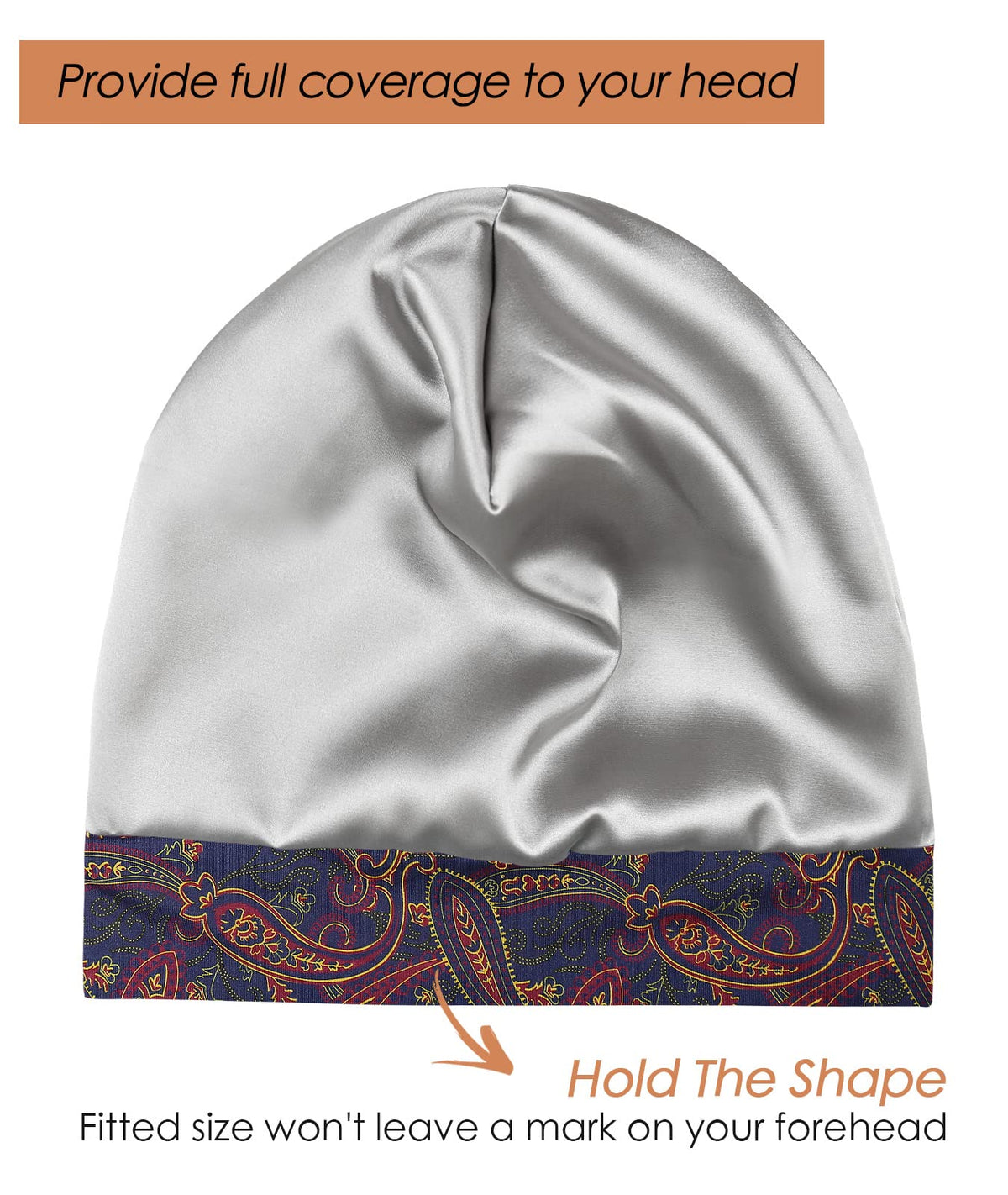 Adjustable Satin Lined Sleep Cap for Dreadlocks Curly Hair Large Head-Stay On Overnight