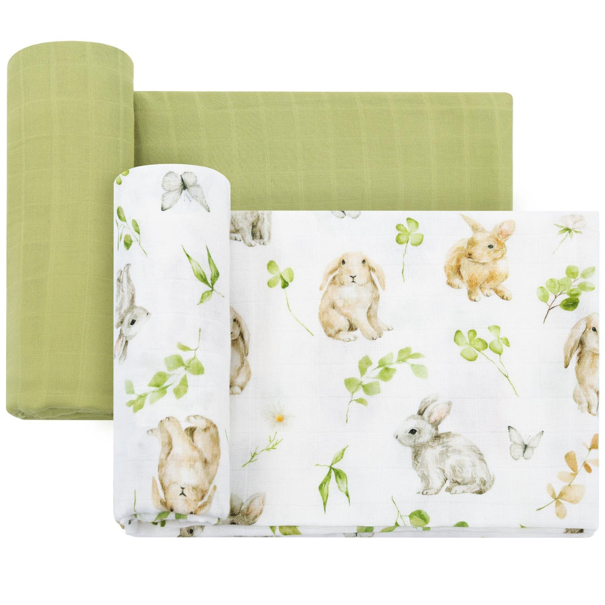 LifeTree Muslin Swaddle Blankets, Baby Swaddling Wrap Nursery Blanket Unisex, Soft 70% Viscose from Bamboo and 30% Cotton, Large 47 x 47 inches, Bear & Checkered Swaddle Blanket