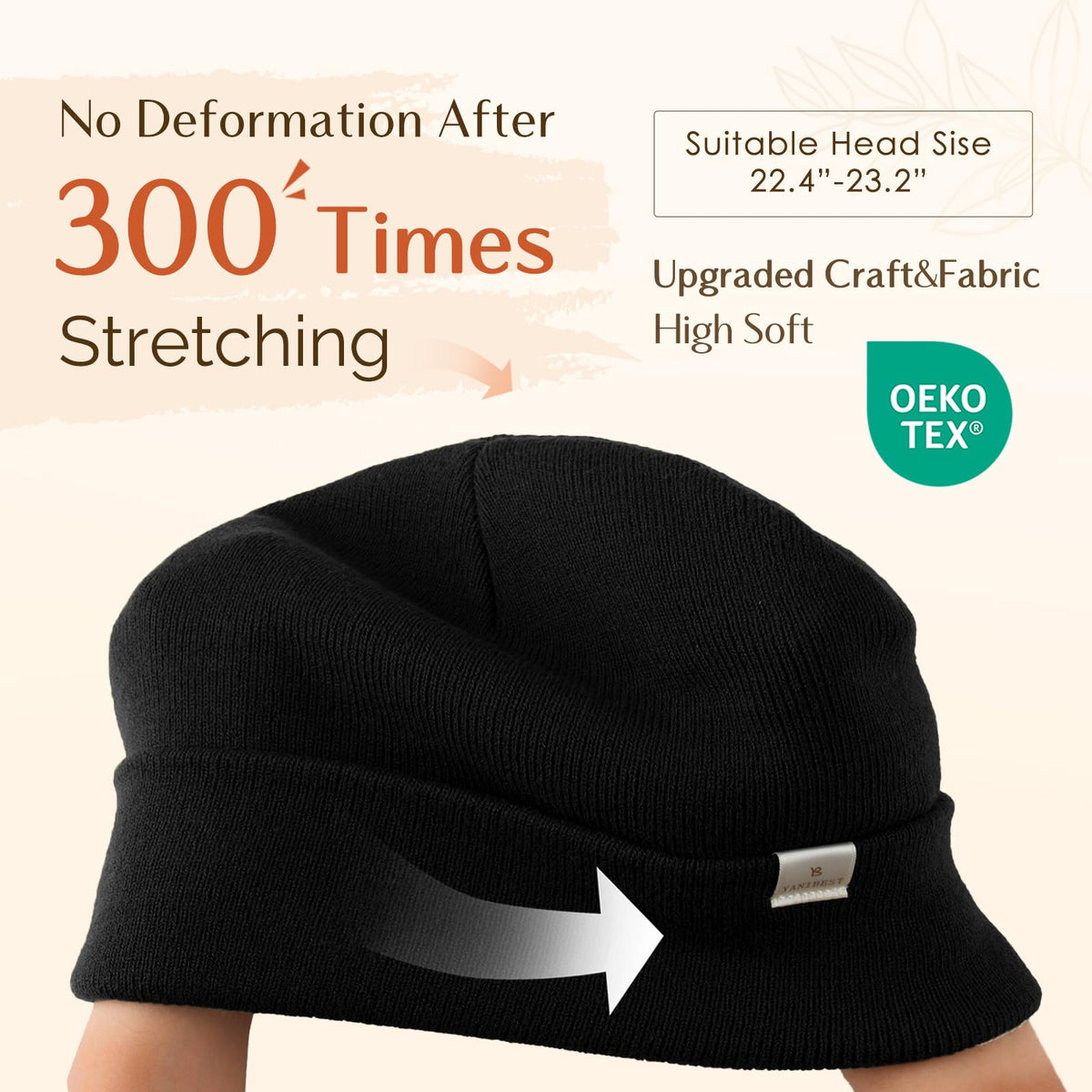 YANIBEST Satin Lined Beanie for Women Reduce Frizz Winter Hats for Women Men Silk Lining Soft Slouchy Warm Cuffed Less Static