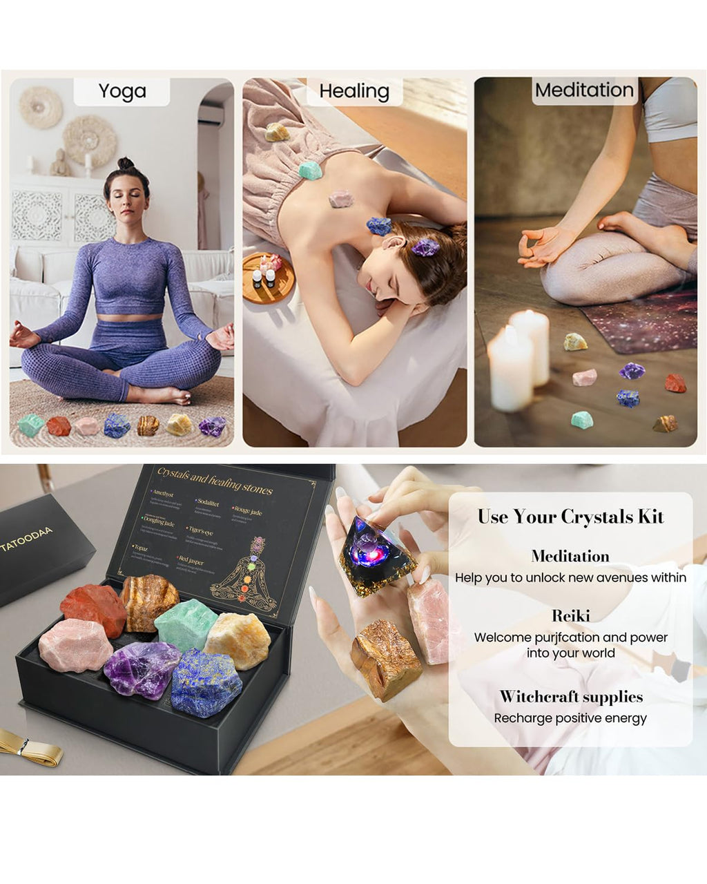 Healing Crystals Set, 28 Pcs Crystals and Healing Stones 7 Chakra Kits Obsidian Real Spiritual Protection Natural Reiki Energy Meditation Crystals for Beginners Wooden Box, Crystal Gifts for Women