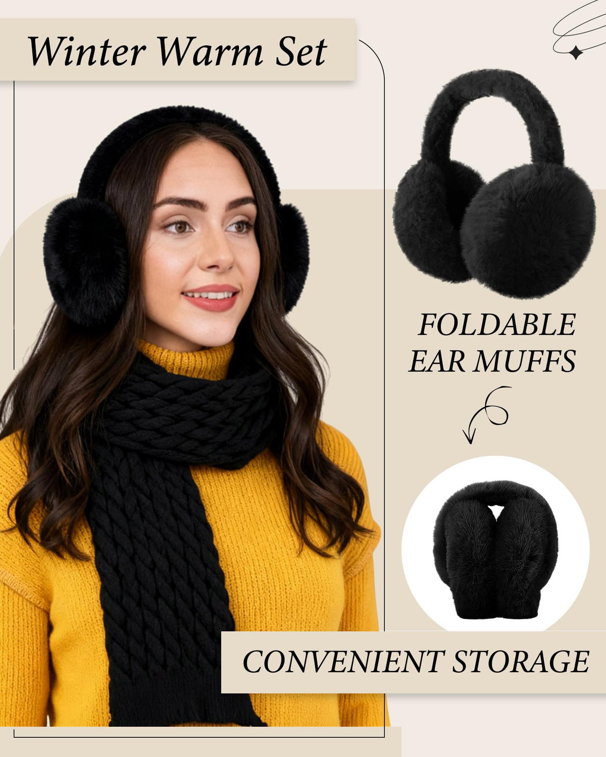 Geyoga 6 Pcs Winter Warm Set for Women Warm Beanies Hats Touchscreen Gloves Long Scarf Ear Muffs Socks Winter Gifts for Women