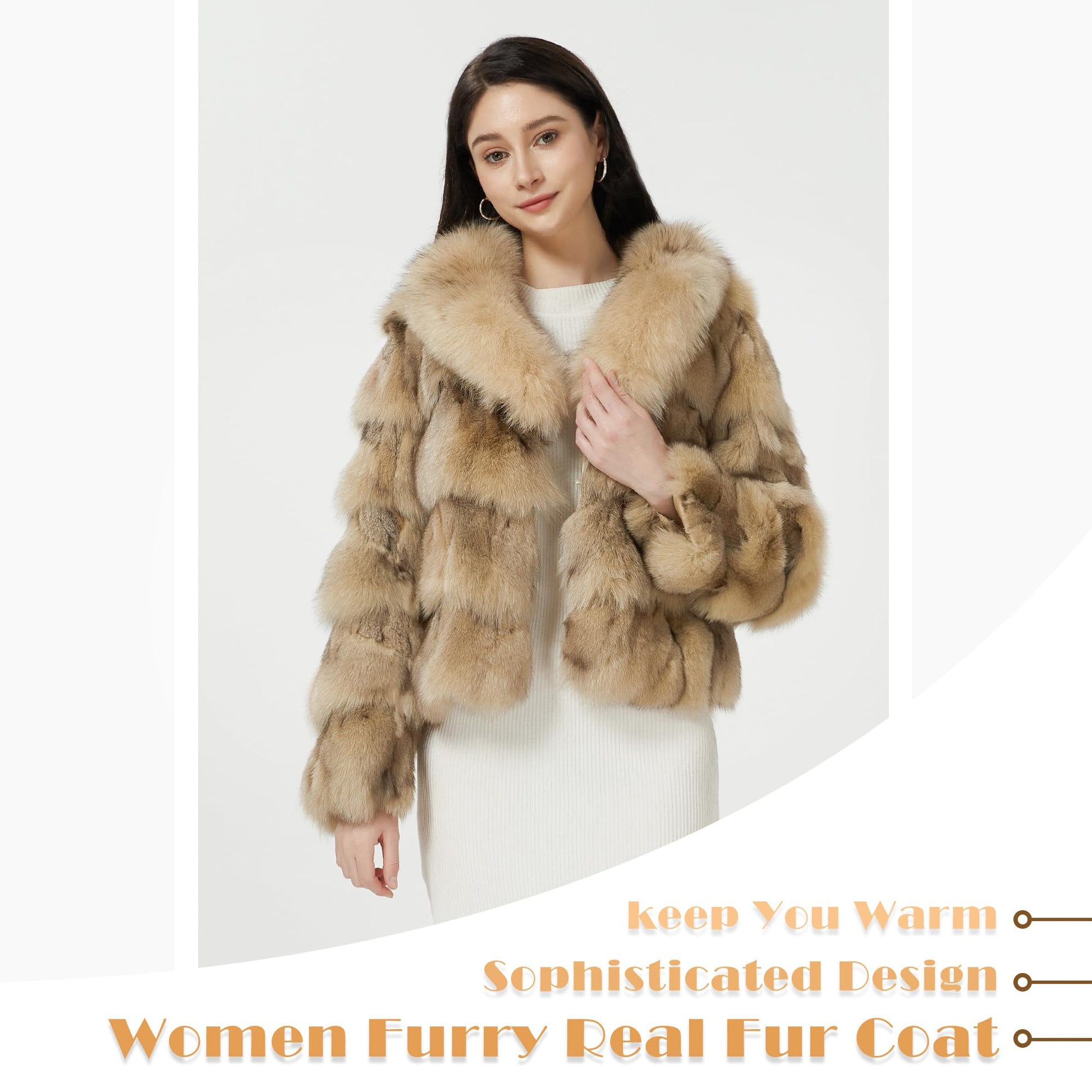 Fur Story Women's Genuine Fox Fur Coat Thick Warm Fur Jacket Winter coat
