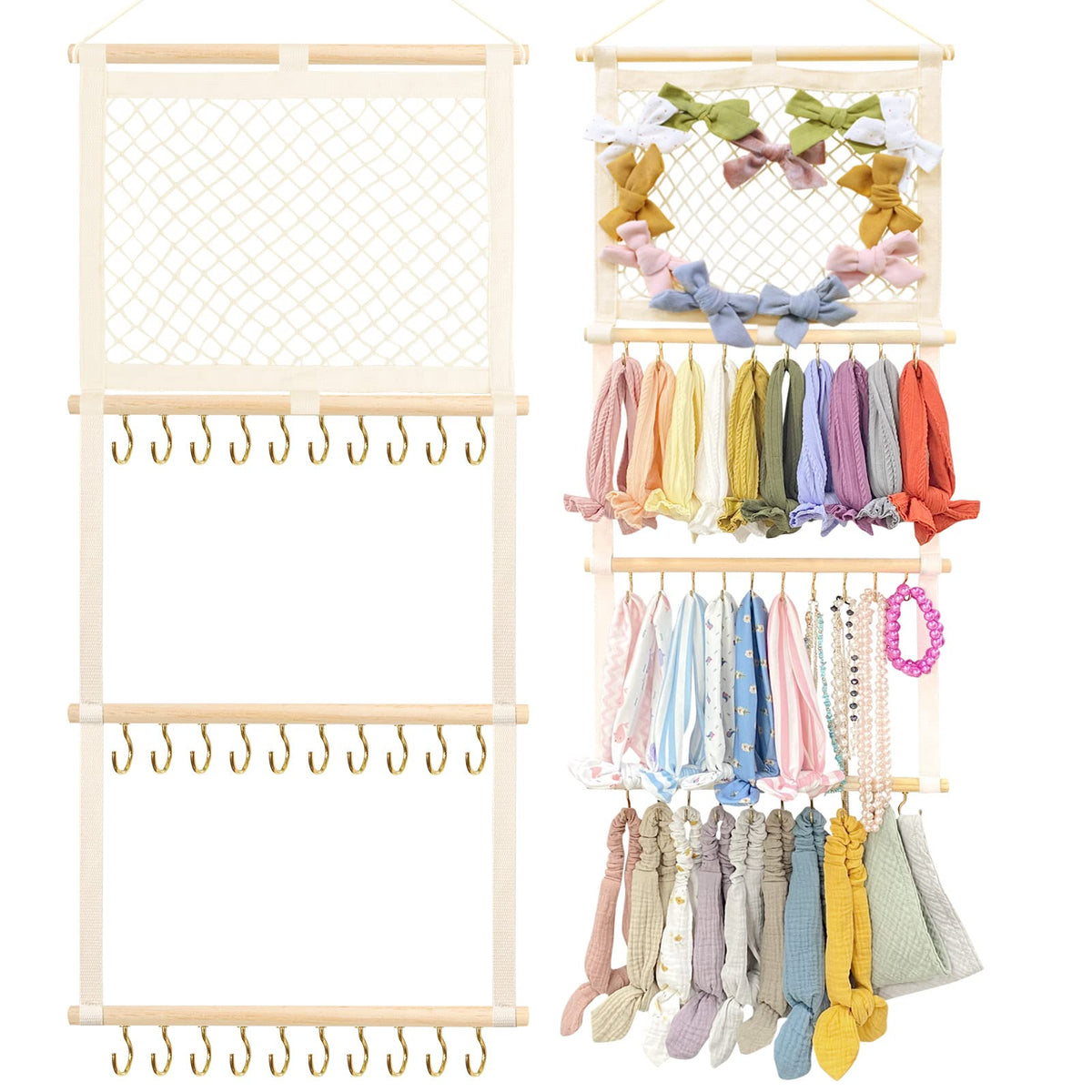 POVETIRE Headband Holder Hair Bows Organizer for Girls, Baby Headbands Hair Accessories Organizer Storage Wall Hanging Decor for Toddler Girls Room