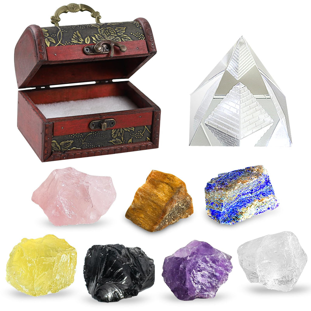 Healing Crystals Set, 28 Pcs Crystals and Healing Stones 7 Chakra Kits Obsidian Real Spiritual Protection Natural Reiki Energy Meditation Crystals for Beginners Wooden Box, Crystal Gifts for Women