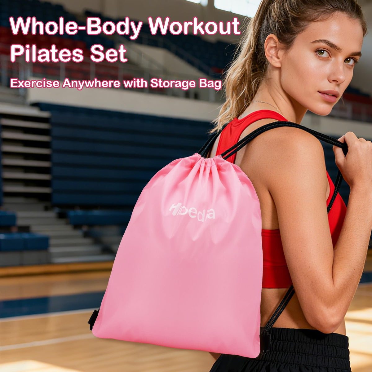 Hoedia 17 PCS Pilates Kit for Women, Pilates Equipment Ring and Ball Set with Resistance Bands, Yoga Strap, Core Sliders, Socks, Bag & Guide for Starter Home Workout Fitness Gym Essentials