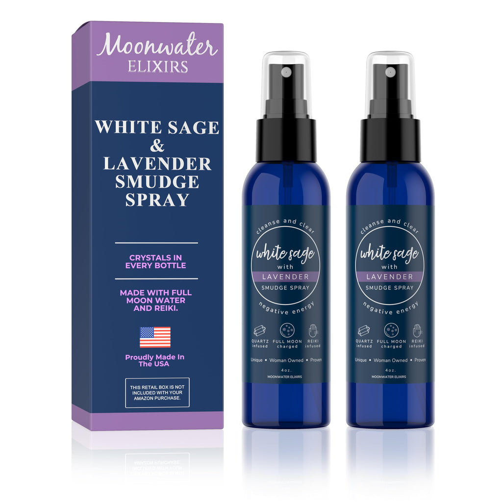 White Sage Smudge Spray for Spiritual Cleansing & Aura Protection, Sage Mist for Cleansing Negative Energy & Protection, Home & Meditation, Clear Quartz Reiki Energized Aromatherapy Room Spray - 4oz