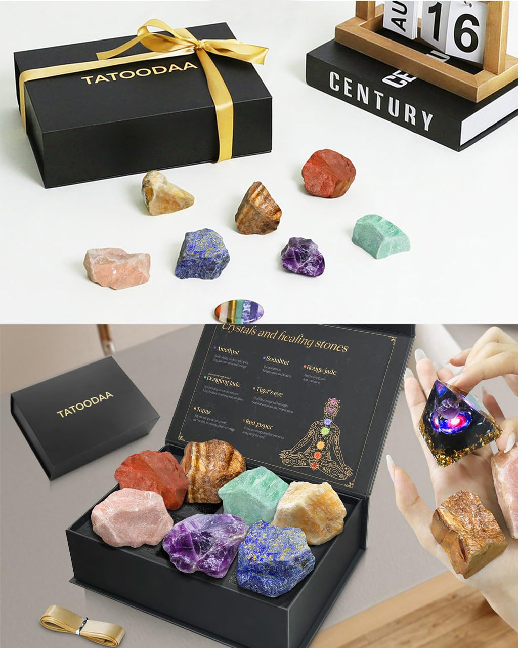 Healing Crystals Set, 28 Pcs Crystals and Healing Stones 7 Chakra Kits Obsidian Real Spiritual Protection Natural Reiki Energy Meditation Crystals for Beginners Wooden Box, Crystal Gifts for Women