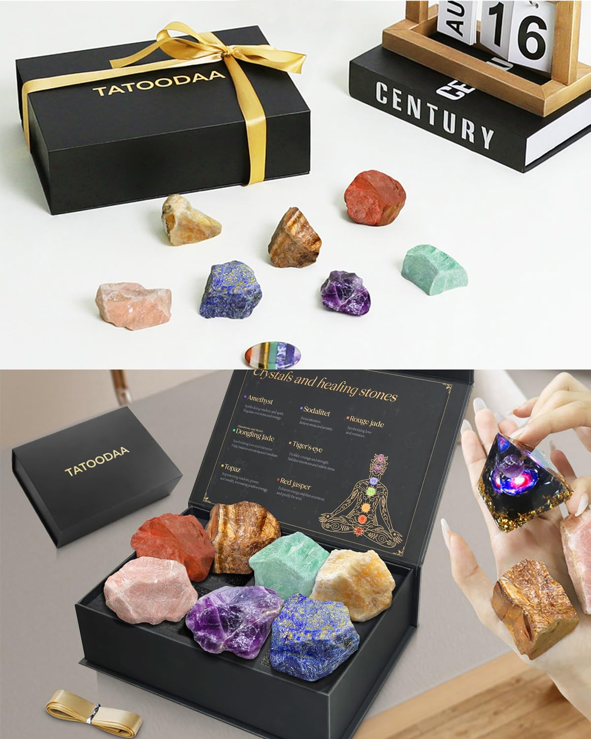 Healing Crystals Set, 28 Pcs Crystals and Healing Stones 7 Chakra Kits Obsidian Real Spiritual Protection Natural Reiki Energy Meditation Crystals for Beginners Wooden Box, Crystal Gifts for Women