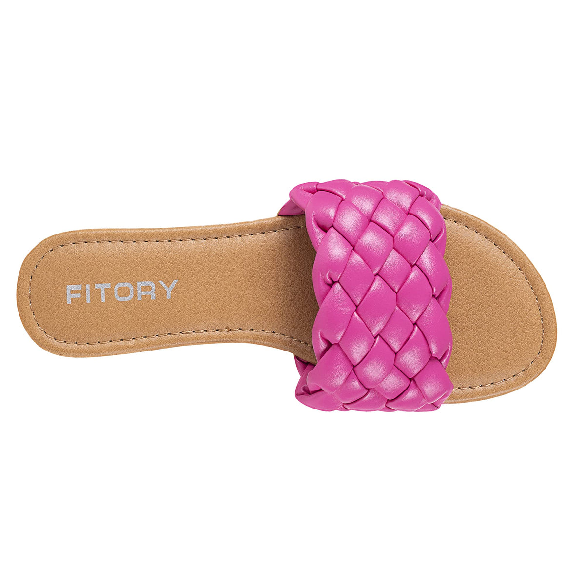 FITORY Womens Flat Sandals Fashion Round Open Toe Slip On Slides with Braided Strap Slippers for Summer Size 6-11
