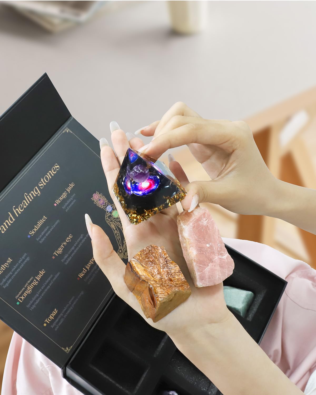 Healing Crystals Set, 28 Pcs Crystals and Healing Stones 7 Chakra Kits Obsidian Real Spiritual Protection Natural Reiki Energy Meditation Crystals for Beginners Wooden Box, Crystal Gifts for Women