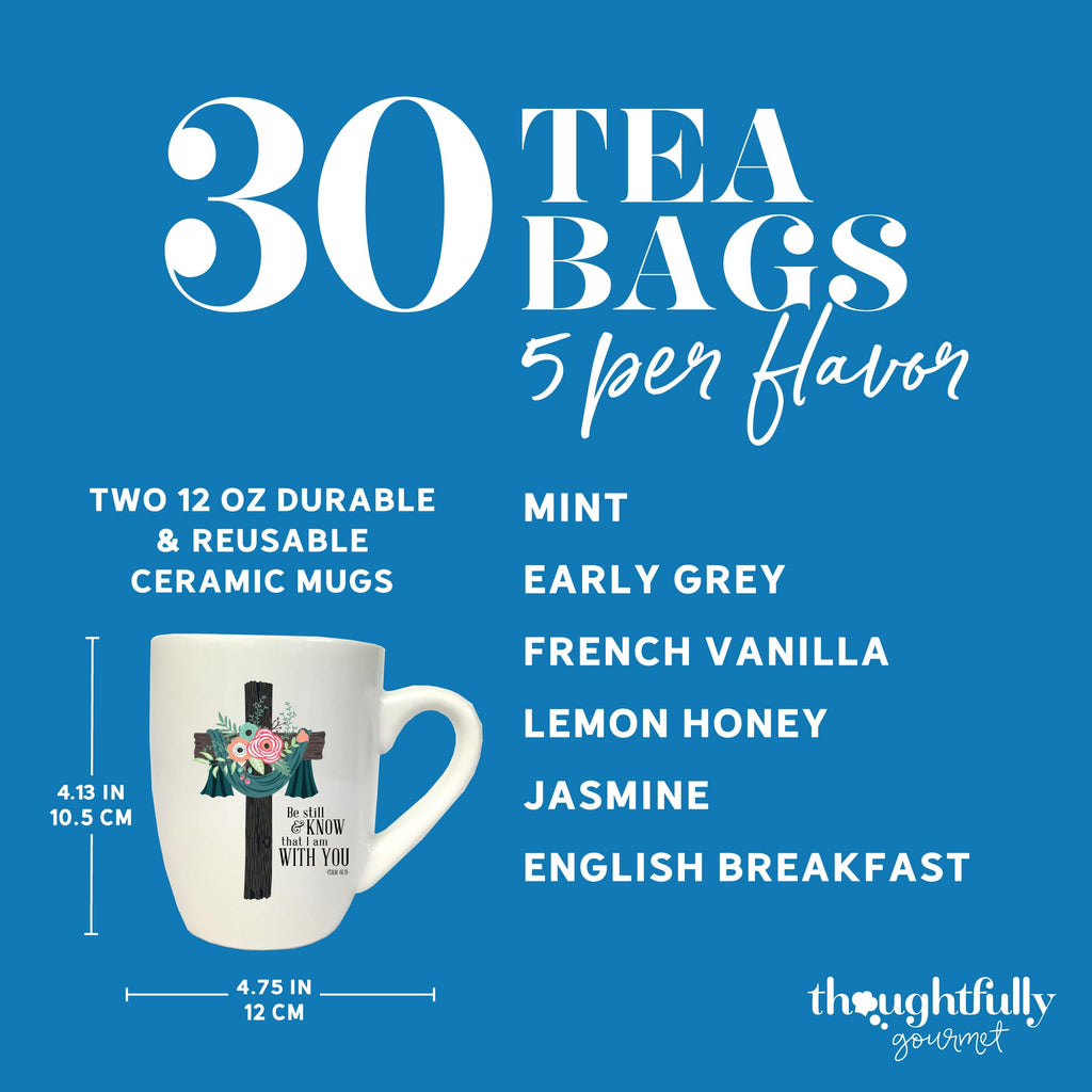 Thoughtfully Gourmet, Tea Affirmations Christian Prayer Gift Set, Includes 6 Flavours of Tea with Bible Verses from Psalms and Other Books to Rejoice, Pack of 90