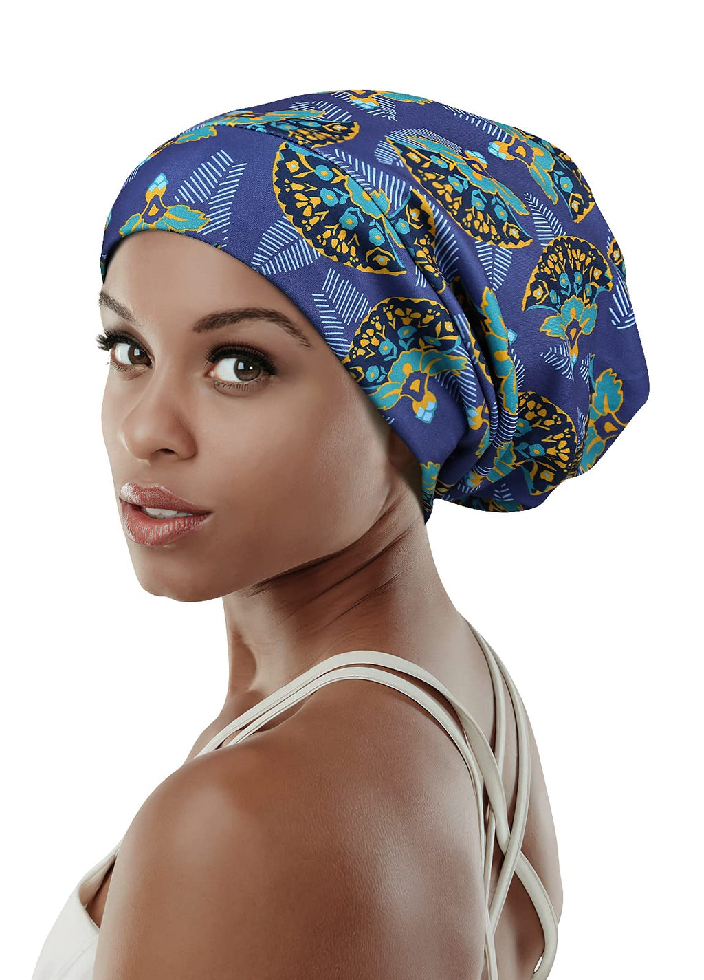 Adjustable Satin Lined Sleep Cap for Dreadlocks Curly Hair Large Head-Stay On Overnight