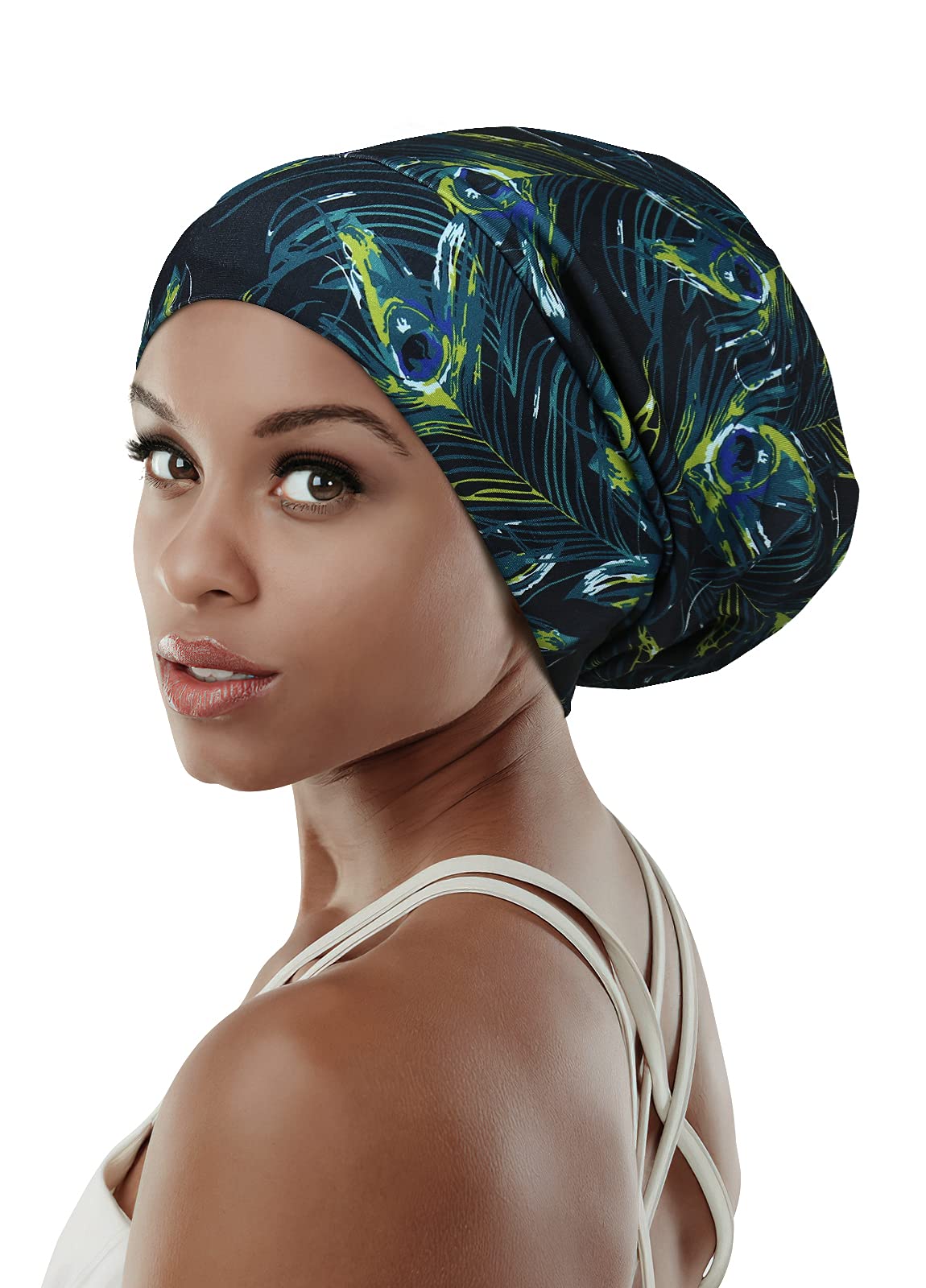 Adjustable Satin Lined Sleep Cap for Dreadlocks Curly Hair Large Head-Stay On Overnight