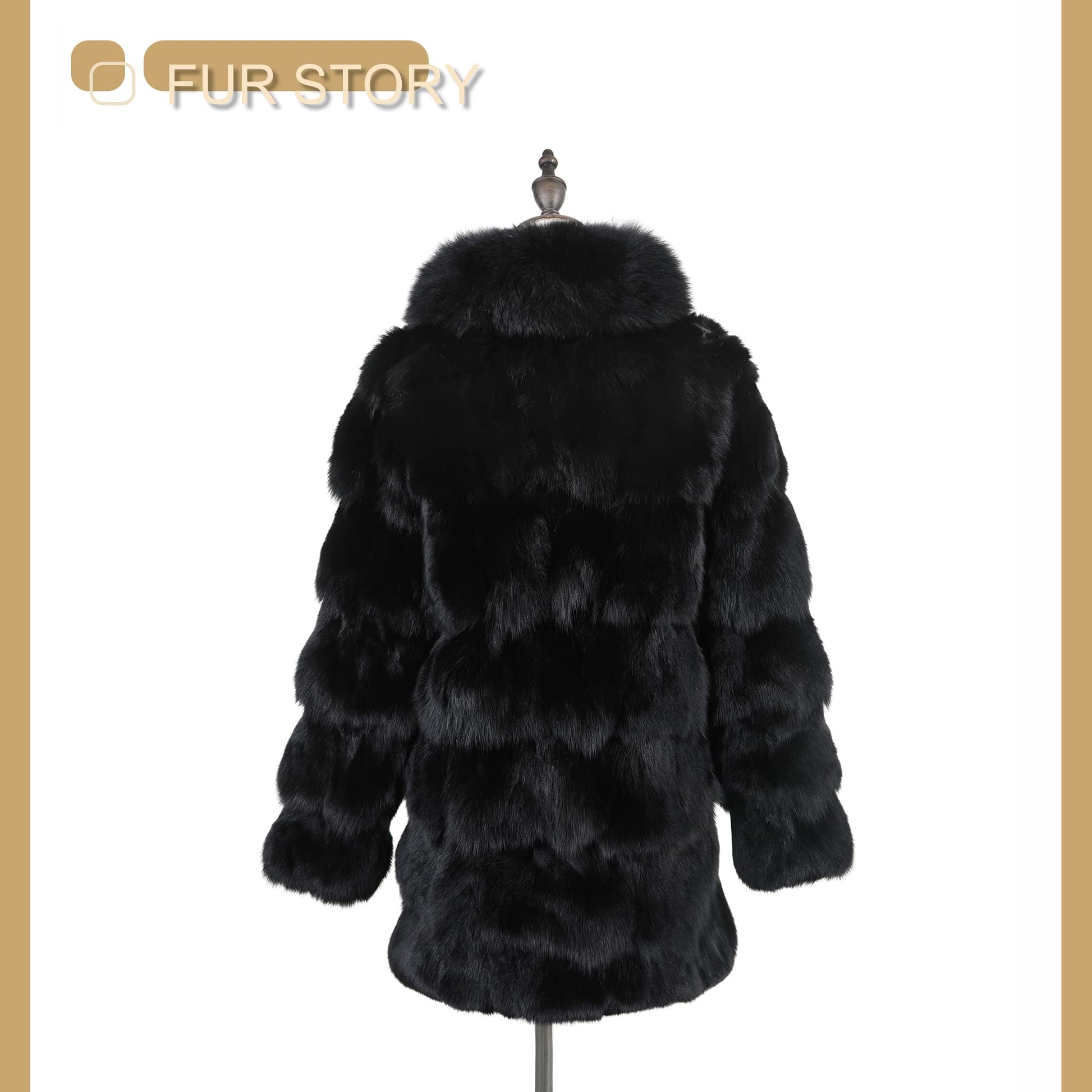 Fur Story Women's Genuine Fox Fur Coat Thick Warm Fur Jacket Winter coat