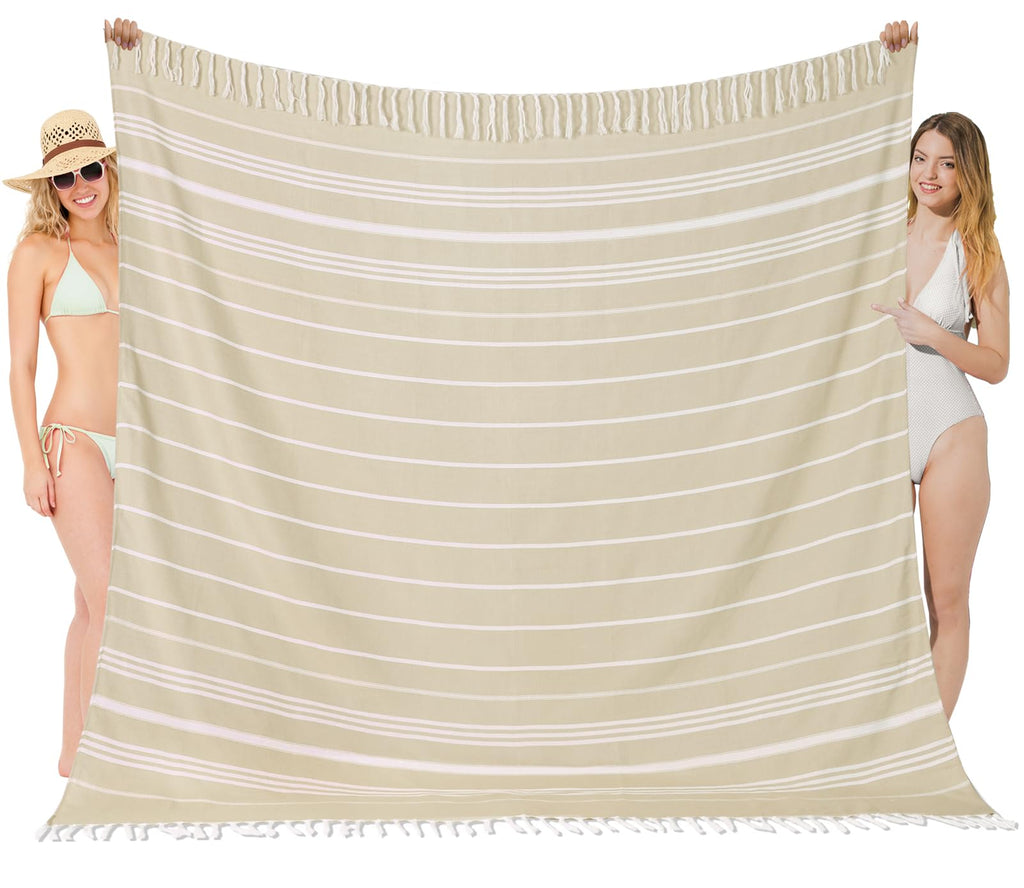 Oversized Turkish Beach Towel Blanket XXL Cotton Sandproof Towels Boho Woven Extra Large Big Sand Free Giant Throw Thick Blankets Huge Quilt XL Picnic Camping Necessities Cloud For Adult Gifts