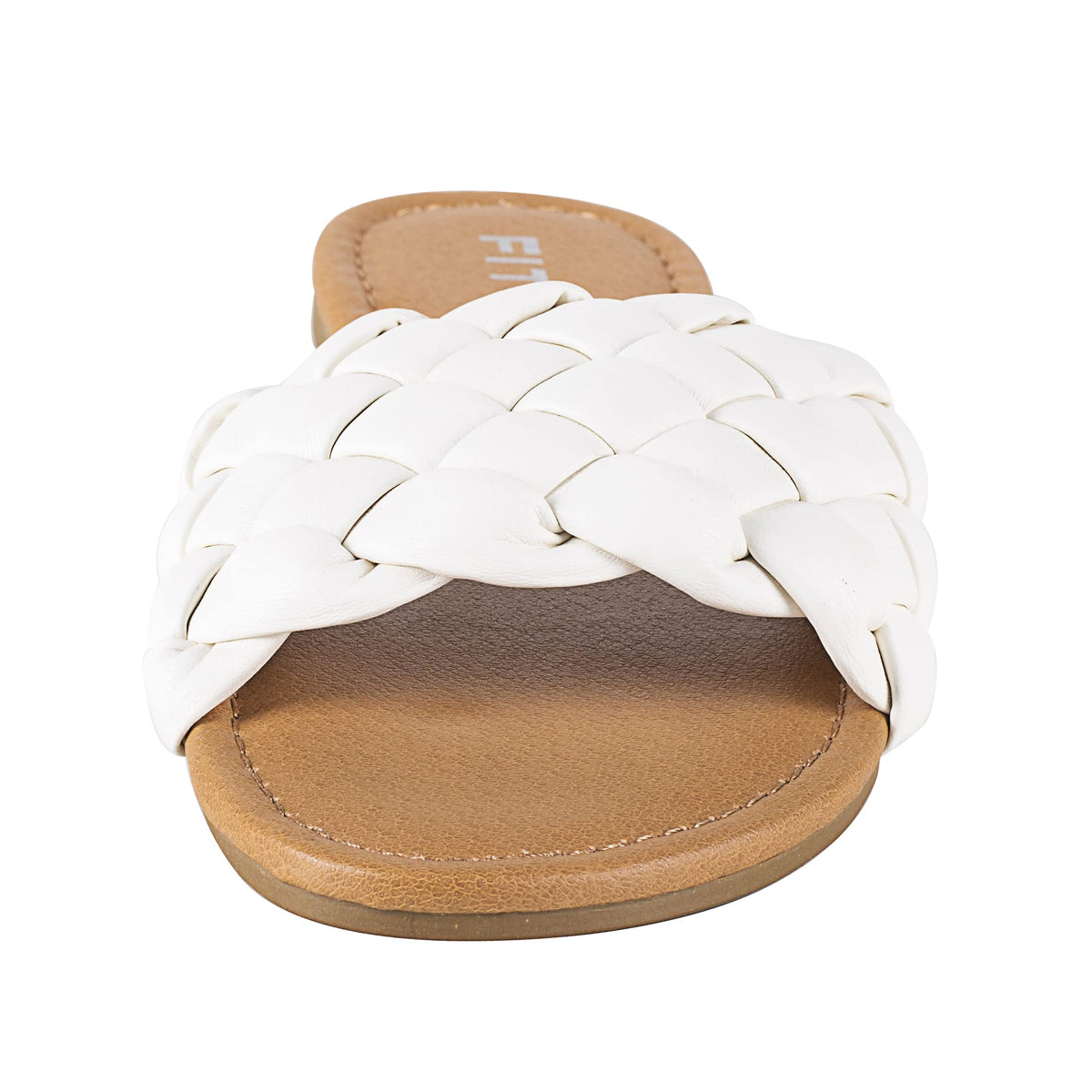 FITORY Womens Flat Sandals Fashion Round Open Toe Slip On Slides with Braided Strap Slippers for Summer Size 6-11
