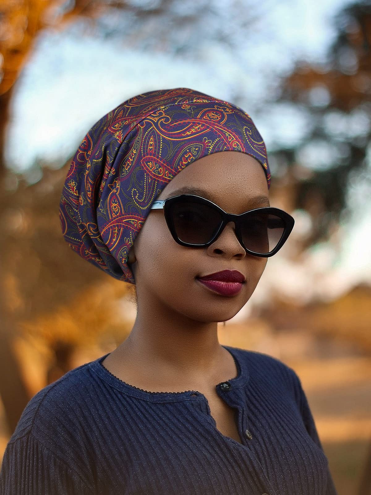 Adjustable Satin Lined Sleep Cap for Dreadlocks Curly Hair Large Head-Stay On Overnight