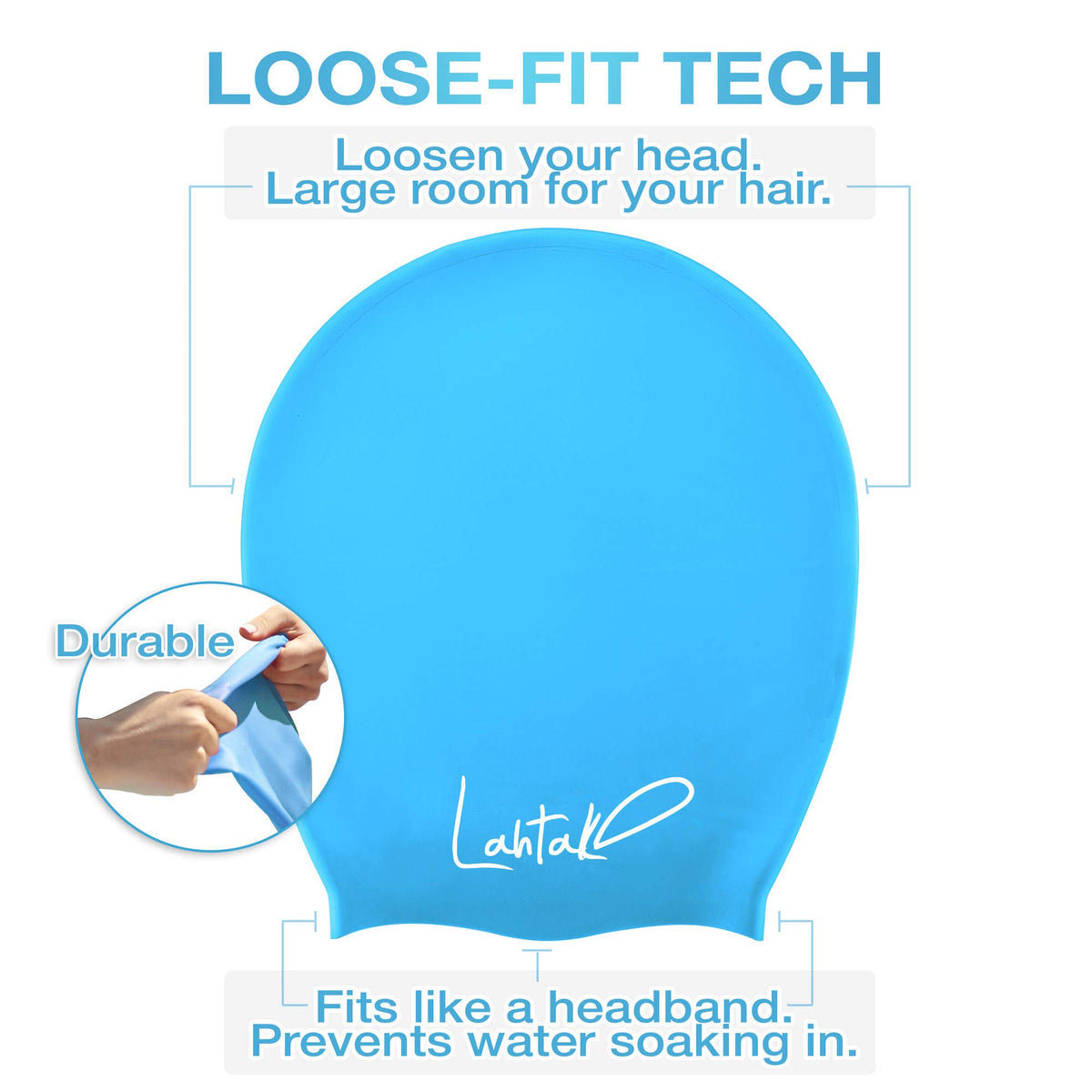 Large Swim Cap for Long Hair - Waterproof Durable Silicone Swimming Cap for Braids, Dreadlocks, Weaves, Afros, Curls – Swim Caps for Women & Men – Anti-Leak Seal for Pool, Beach, Laps & Water Workouts