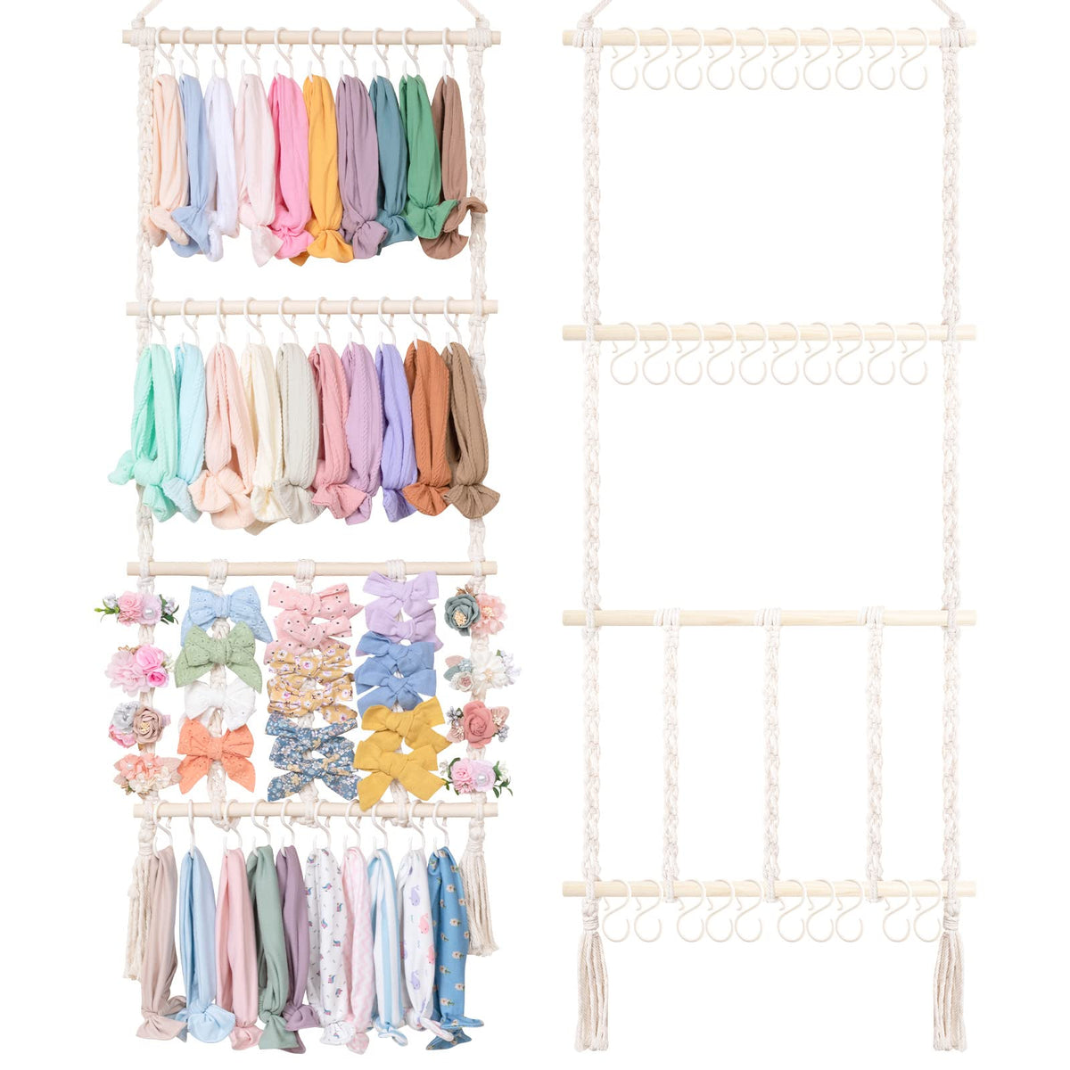 POVETIRE Headband Holder Hair Bows Organizer for Girls, Baby Headbands Hair Accessories Organizer Storage Wall Hanging Decor for Toddler Girls Room