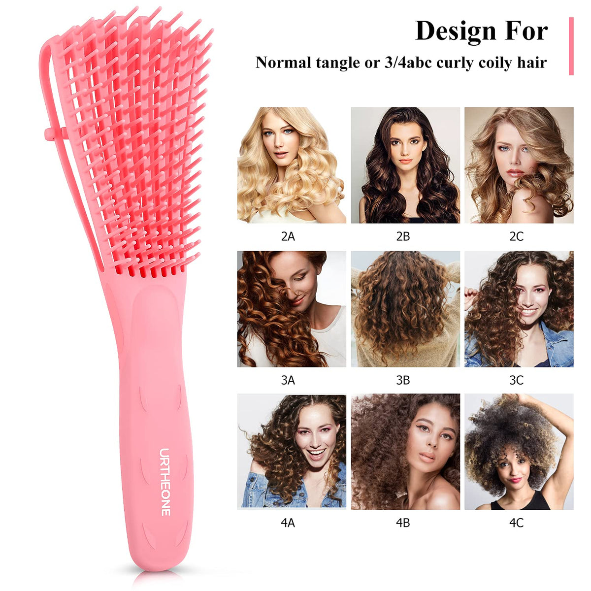 Detangling Hair Brush,Hair Detangler Brush and Wide Tooth Comb Set for Black Natural Curly Wet Dry Thick Straight Long Hair, Afro American Type 3a-4c, Comfortable Grip,Easy to Clean, Durable