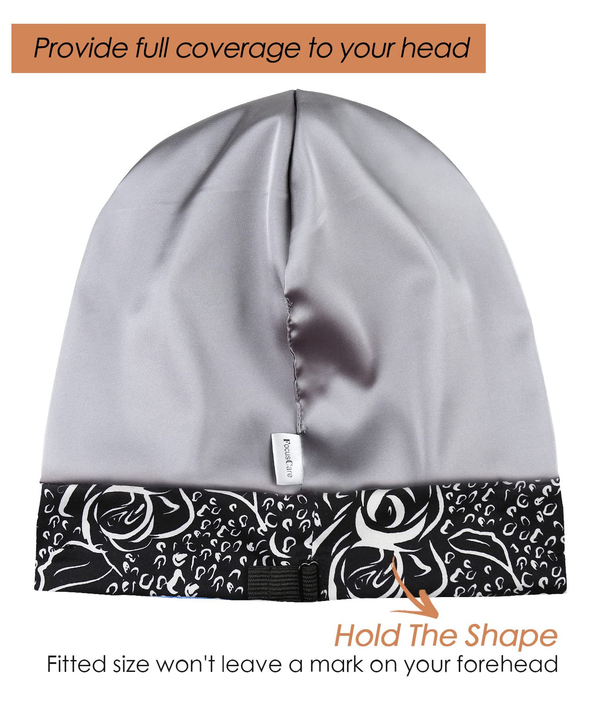 Adjustable Satin Lined Sleep Cap for Dreadlocks Curly Hair Large Head-Stay On Overnight