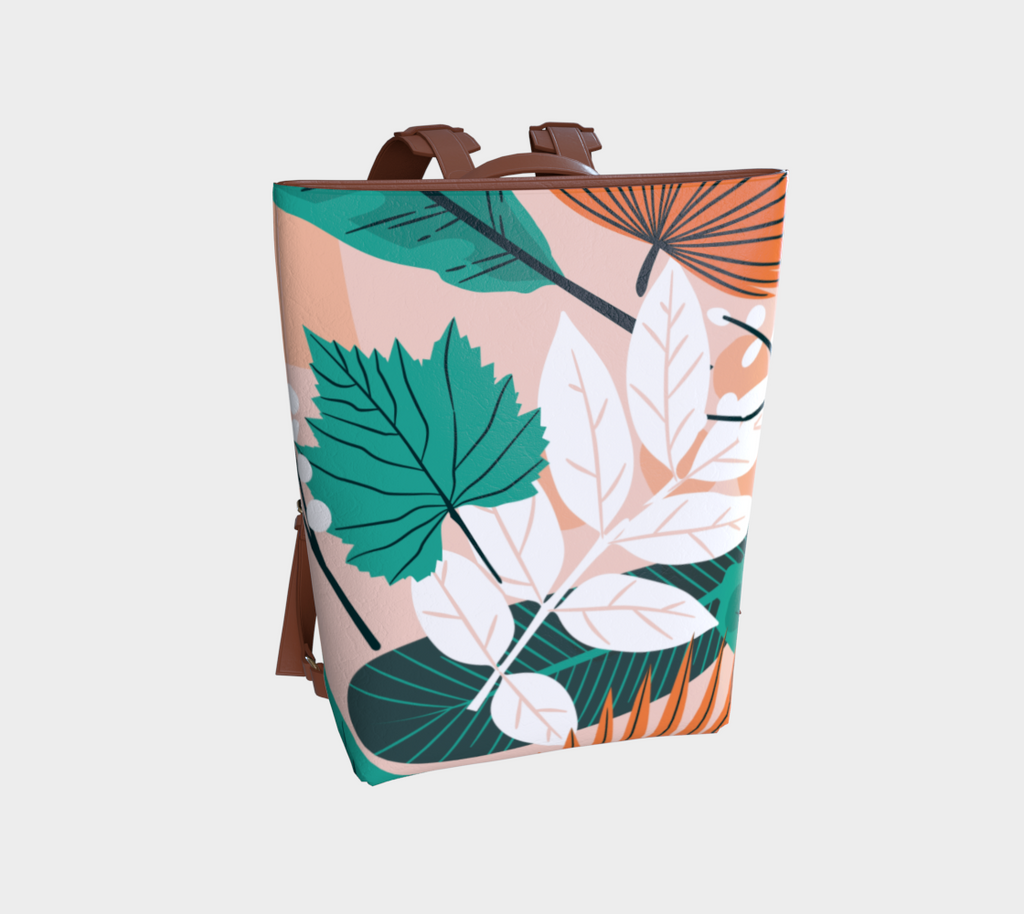 Happy Bloom Tropical Leather Backpack