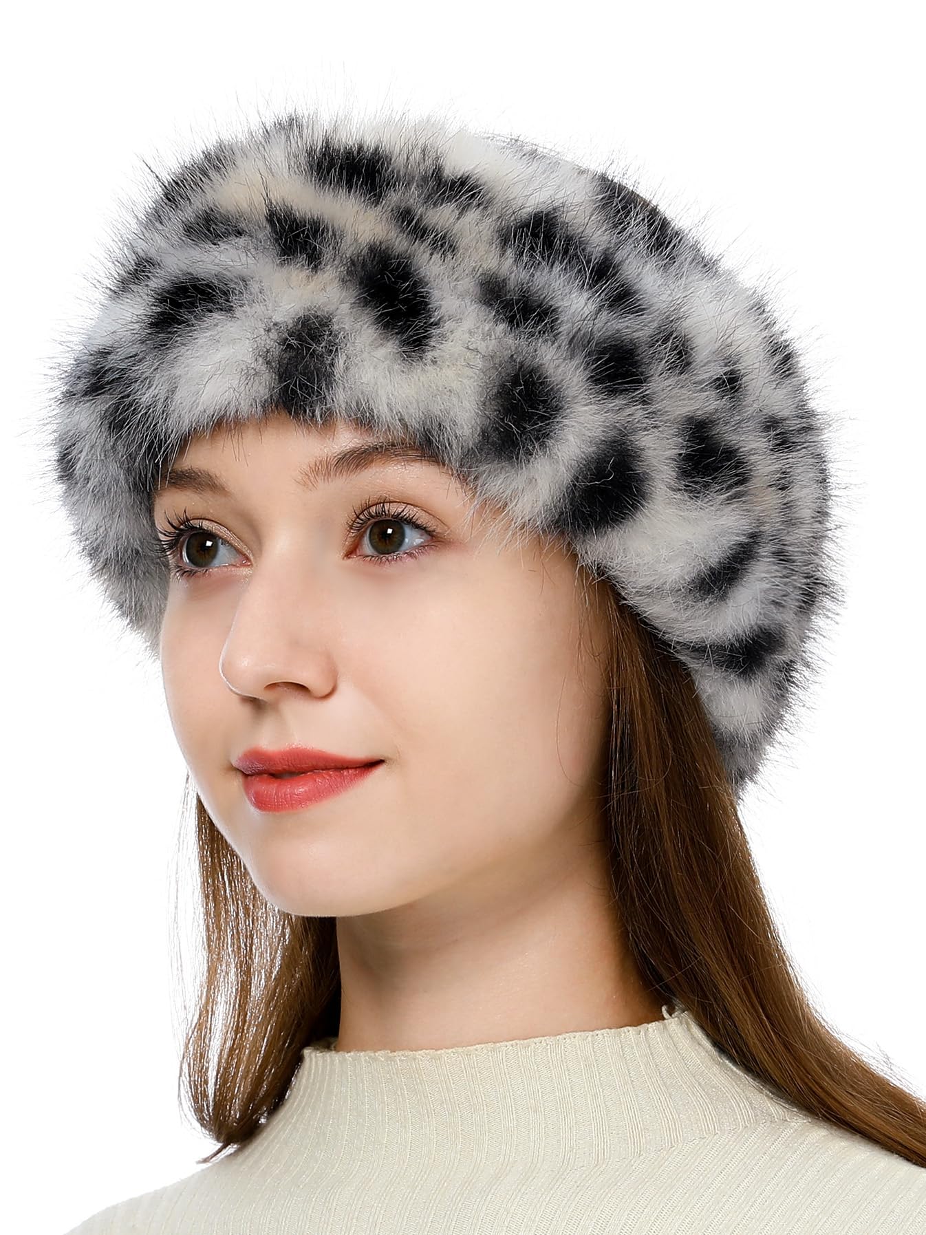 LA CARRIE Faux Fur Headband with Stretch Women's Winter Earwarmer Earmuff