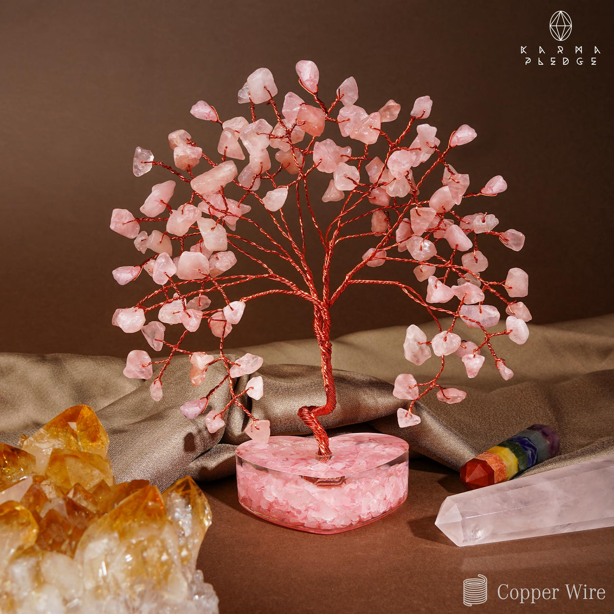 Rose Quartz Crystal Trees for Home Decor, Office Desk Decoration, Chakra Healing Crystals and Stone for Positive Energy, Money, Good Luck, Tree of Life Spiritual Birthday Gifts for Women and Mom
