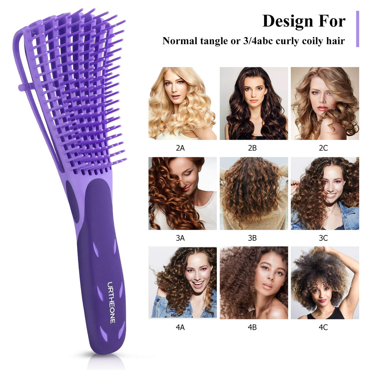 Detangling Hair Brush,Hair Detangler Brush and Wide Tooth Comb Set for Black Natural Curly Wet Dry Thick Straight Long Hair, Afro American Type 3a-4c, Comfortable Grip,Easy to Clean, Durable