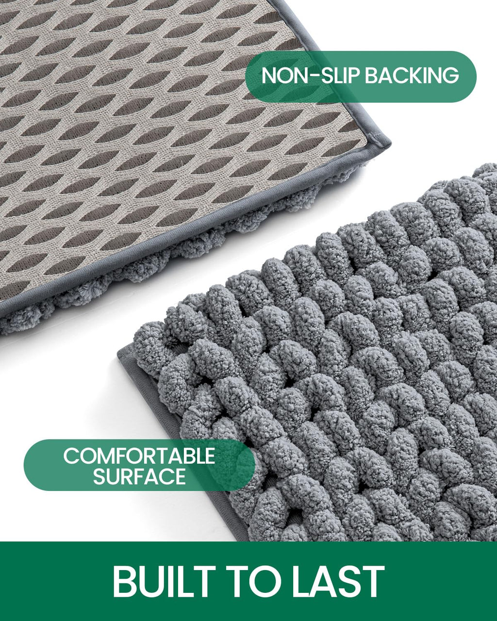 LUMI Luxury Bathroom Rug, Ultra Soft Quick Dry Bath Mat, Non-Slip Absorbent Thick Chenille Bath Rug, Cozy Braid Design Floor Mat for Bathtub, Sink, Laundry, Bedroom, White, 24"x36"