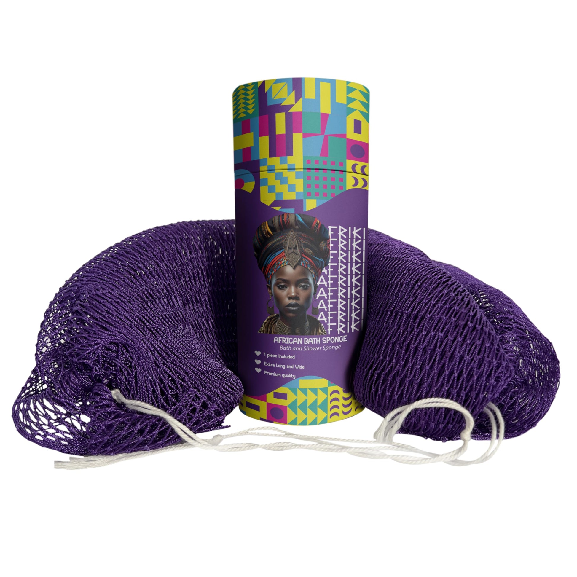 AFRIKI African Net Sponge – Exfoliating Body Scrubber, Black Owned & Rooted in Africa, All Skin Types | 45 in Long