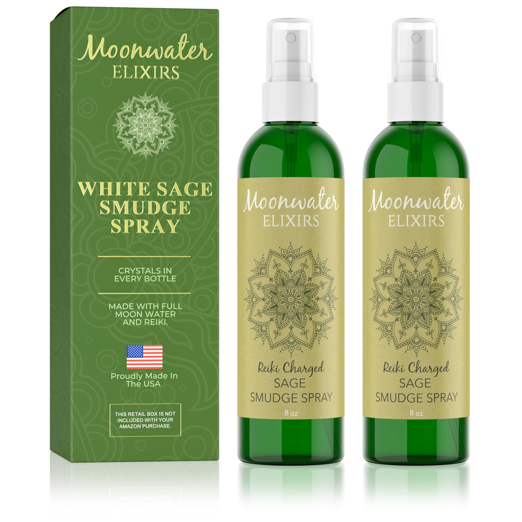 White Sage Smudge Spray for Spiritual Cleansing & Aura Protection, Sage Mist for Cleansing Negative Energy & Protection, Home & Meditation, Clear Quartz Reiki Energized Aromatherapy Room Spray - 4oz