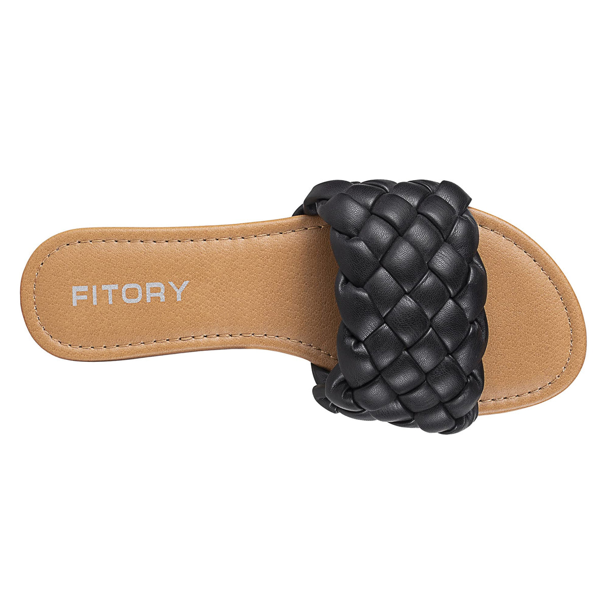 FITORY Womens Flat Sandals Fashion Round Open Toe Slip On Slides with Braided Strap Slippers for Summer Size 6-11