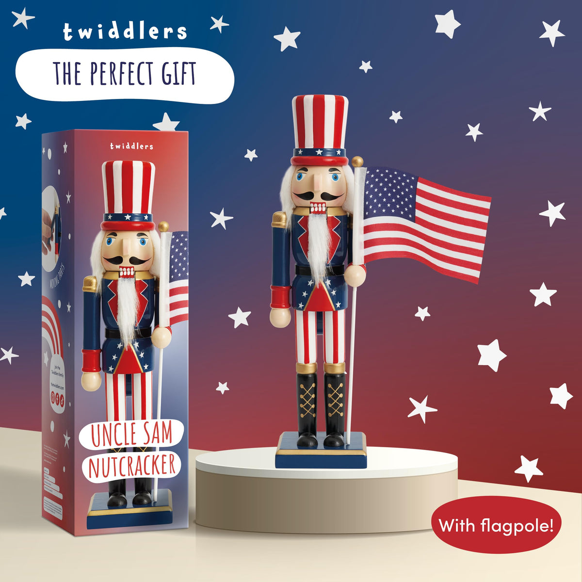 THE TWIDDLERS 12-Inch Wooden Nutcracker Christmas Decor African American King Soldier - Decorative Christmas Nutcracker Figures, Nutcracker Christmas Decorations, Cascanueces de Navidad with Gift Box