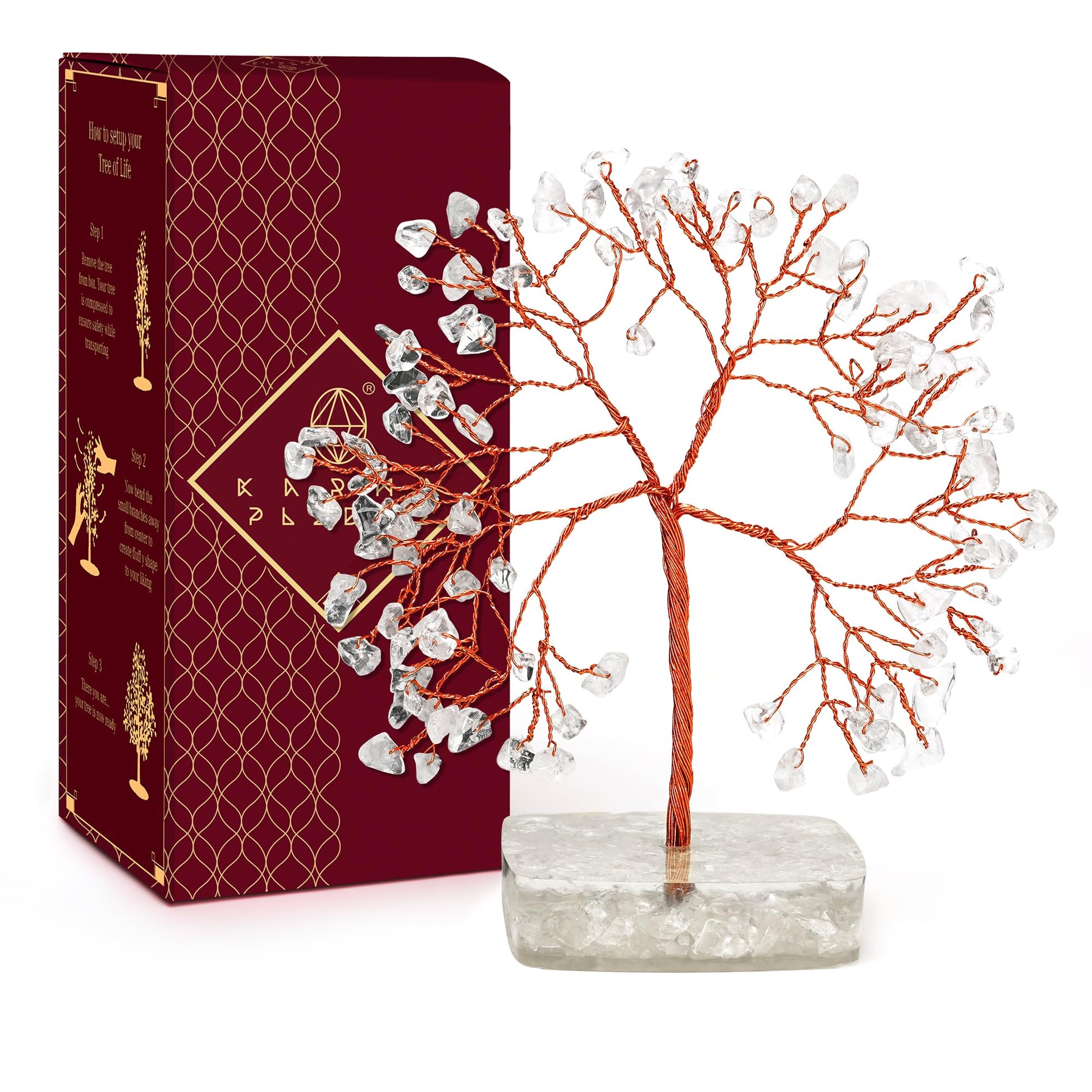 Rose Quartz Crystal Trees for Home Decor, Office Desk Decoration, Chakra Healing Crystals and Stone for Positive Energy, Money, Good Luck, Tree of Life Spiritual Birthday Gifts for Women and Mom
