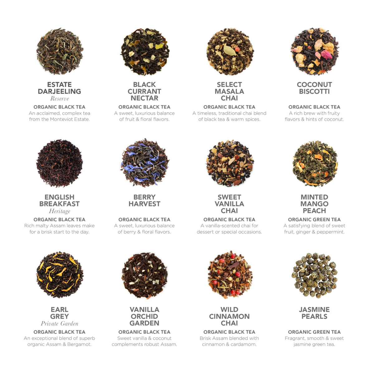 Teabloom - World's Finest Pyramid Tea Collection, 24 Varieties of USDA Certified Organic & Kosher Teas - Black Tea, Green Tea, White Tea, Oolong Tea, and Herbal/Fruit Tea Blends