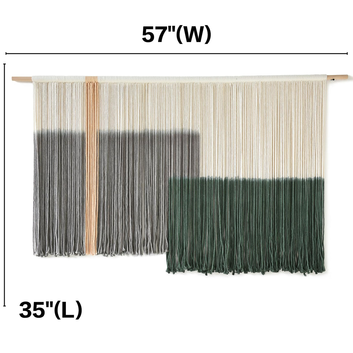 Flber Macrame Wall Hanging Tie-Dye Geometric Decor Large Scale Wall Art Statement Bohemian Yarn Tapestry Home Wall Decor 59''W*35''L