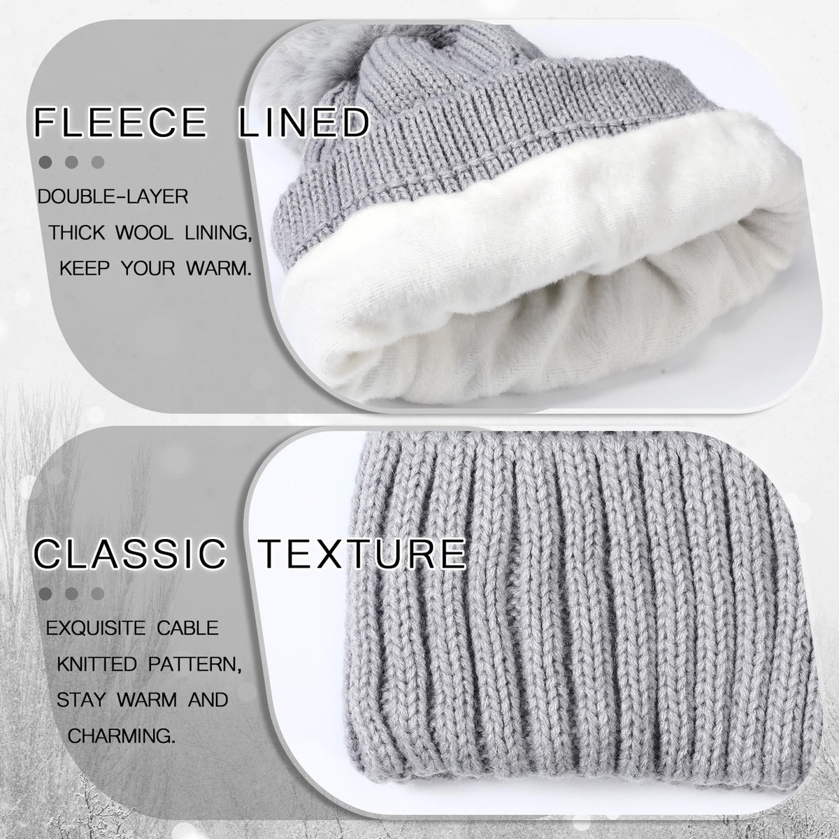 Geyoga 6 Pcs Winter Warm Set for Women Warm Beanies Hats Touchscreen Gloves Long Scarf Ear Muffs Socks Winter Gifts for Women