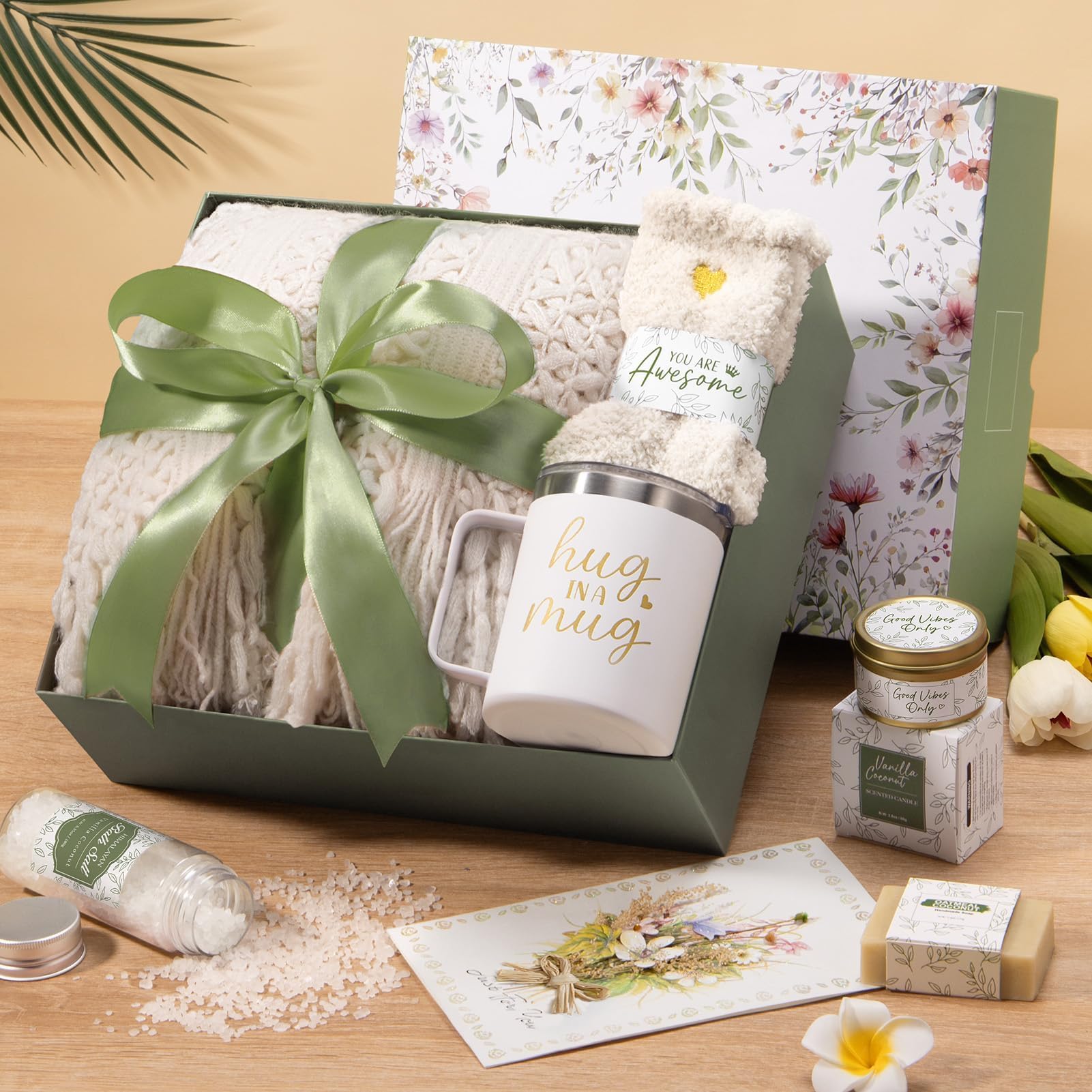Self Care Gifts for Women Get Well Soon Gifts, Birthday Gifts for Women Care Package, Sympathy Gift Baskets Spa Gifts Set, Thinking of You Inspirational Christmas Gifts for Mom Her Friend Sister Wife