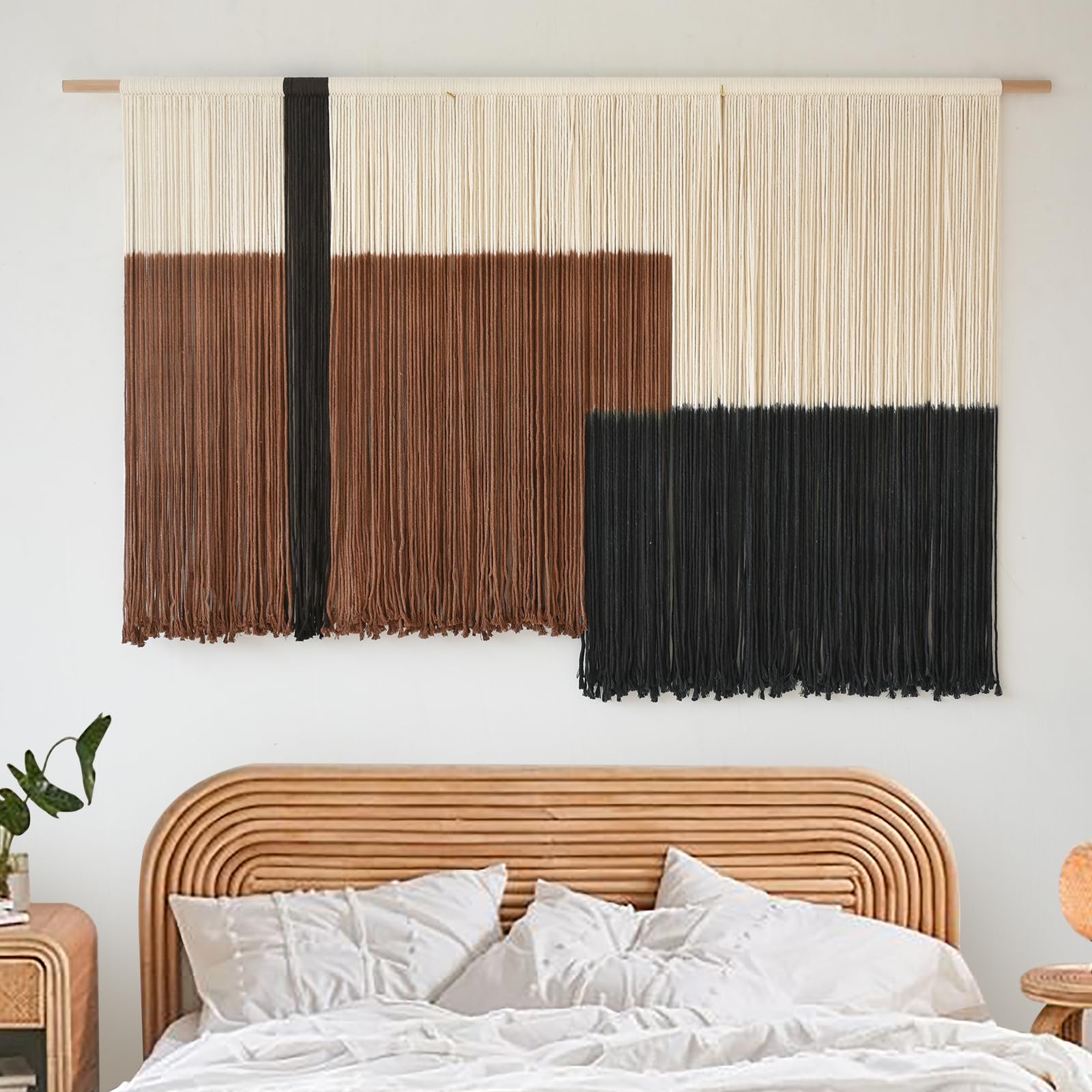 Flber Macrame Wall Hanging Tie-Dye Geometric Decor Large Scale Wall Art Statement Bohemian Yarn Tapestry Home Wall Decor 59''W*35''L