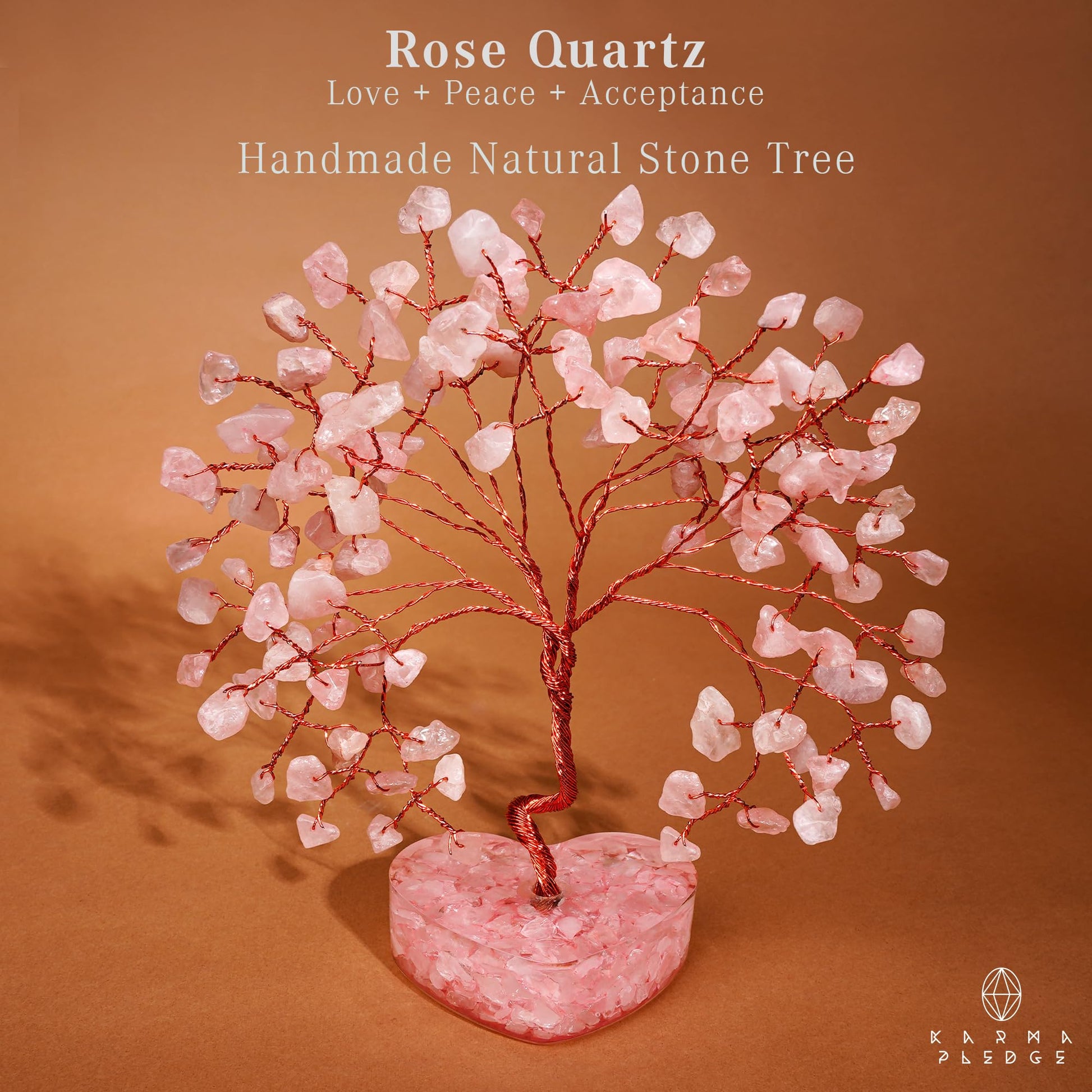 Rose Quartz Crystal Trees for Home Decor, Office Desk Decoration, Chakra Healing Crystals and Stone for Positive Energy, Money, Good Luck, Tree of Life Spiritual Birthday Gifts for Women and Mom