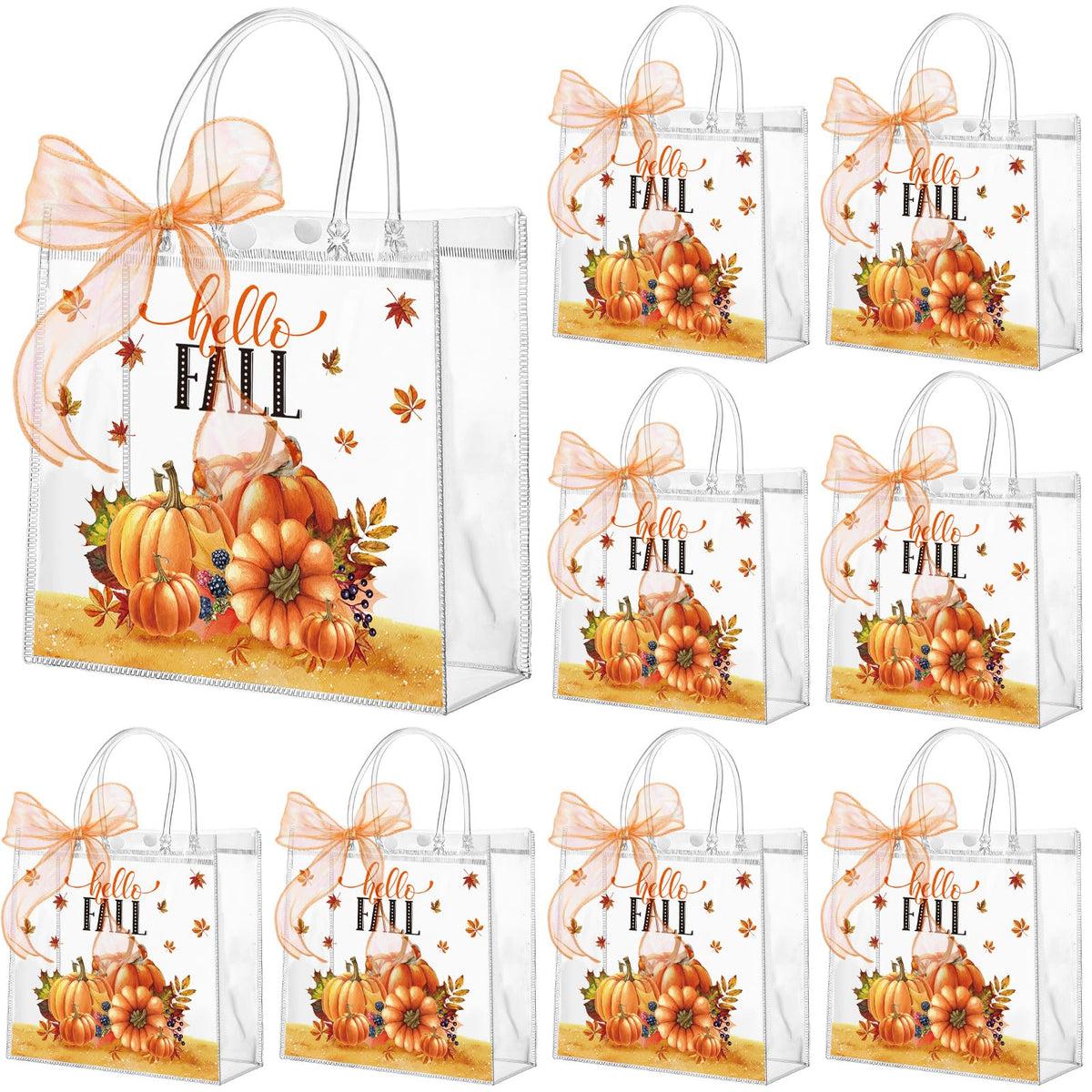 Motipuns 24 Pcs Christmas Clear PVC Gift Bags with Handles and Ribbon African American Black Santa Claus Party Favor Reusable Plastic Candy Treat Tote Bags for Merry New year Xmas Birthday Supplies